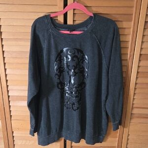 Torrid Charcoal Skull Print Sweatshirt